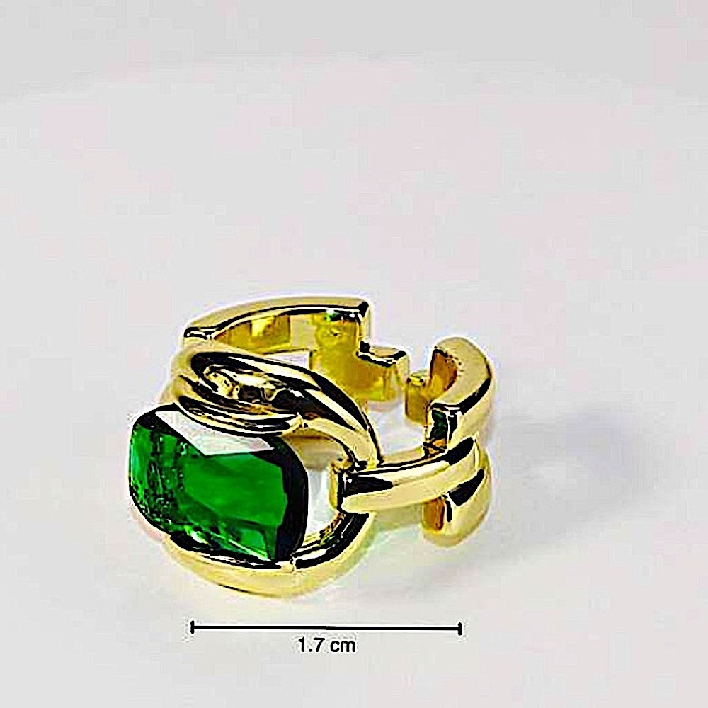 GOLD 18K PLATED EMERALD RING - Picture 16 of 16